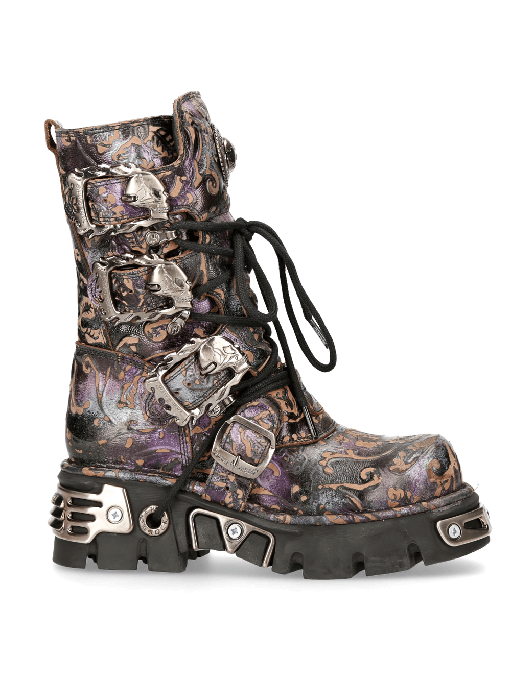 NEW ROCK Men's Gothic Zippered High Boots with Metallic Accents