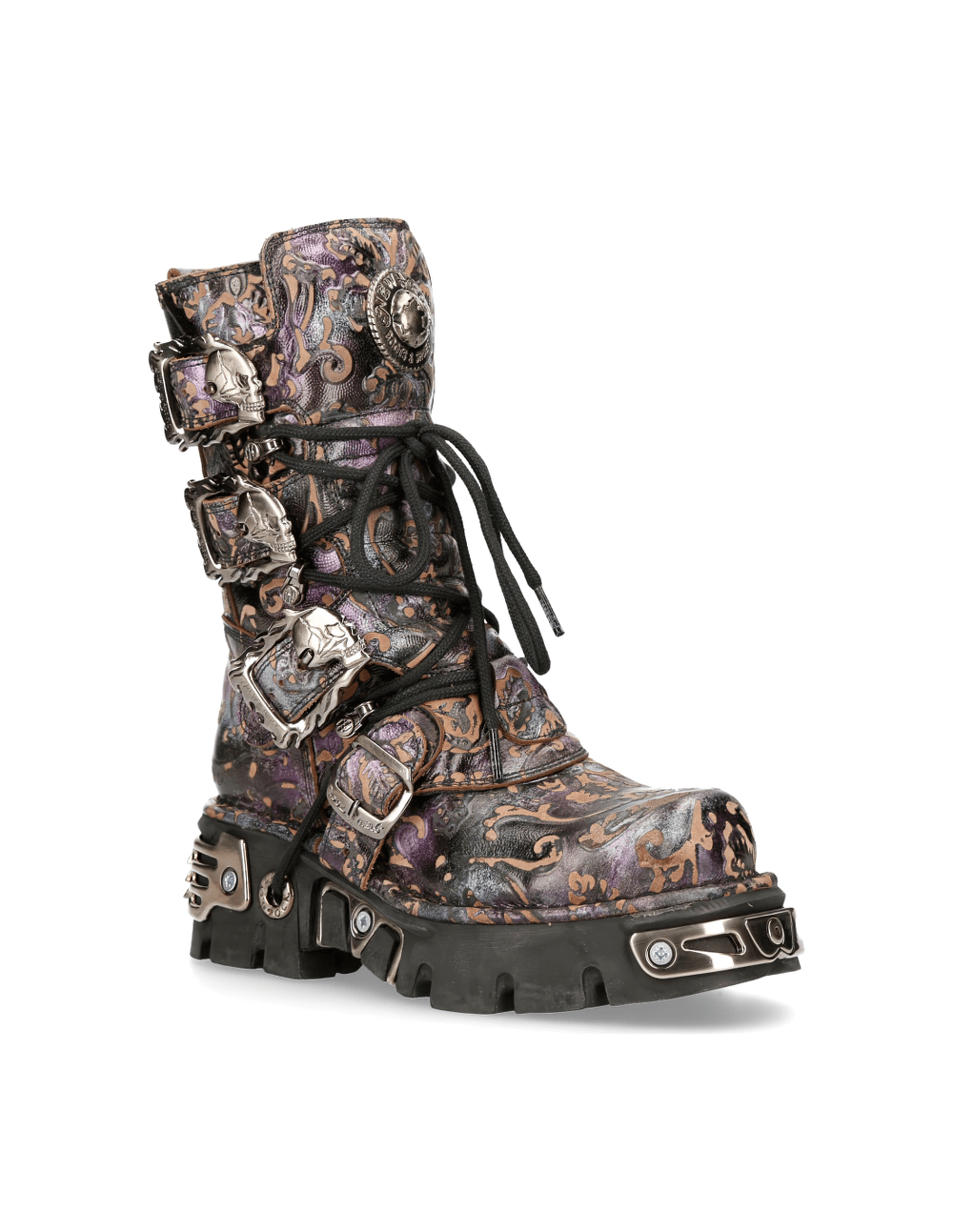 NEW ROCK Men's Gothic Zippered High Boots with Metallic Accents
