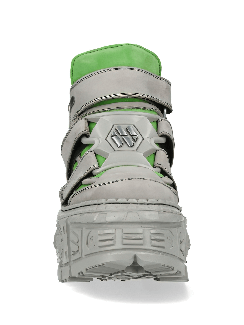 NEW ROCK Men's Green and Gray Punk Ankle Boots with Chunky Sole