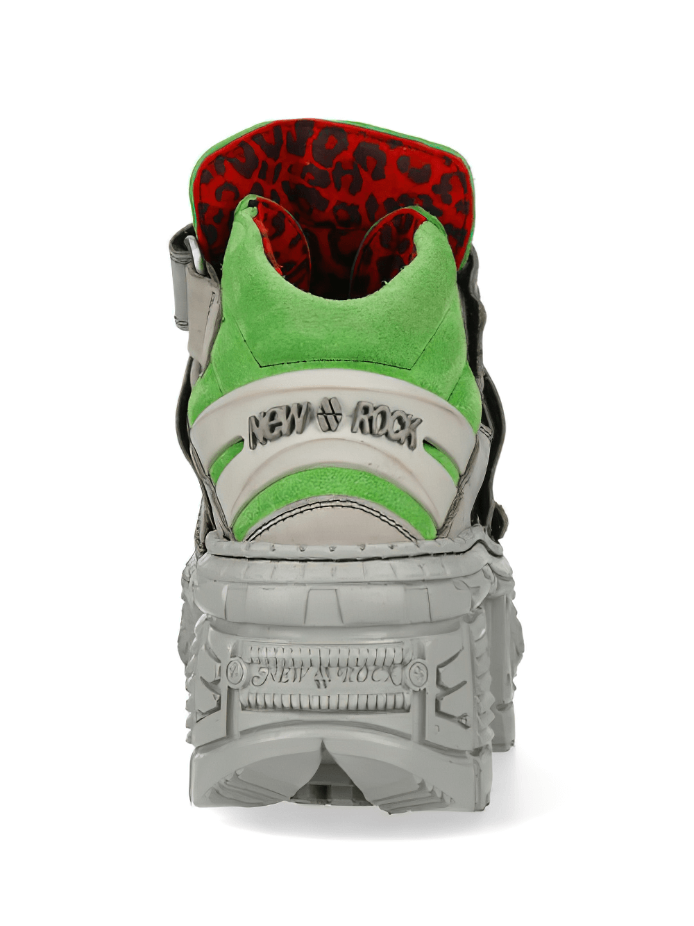 NEW ROCK Men's Green and Gray Punk Ankle Boots with Chunky Sole