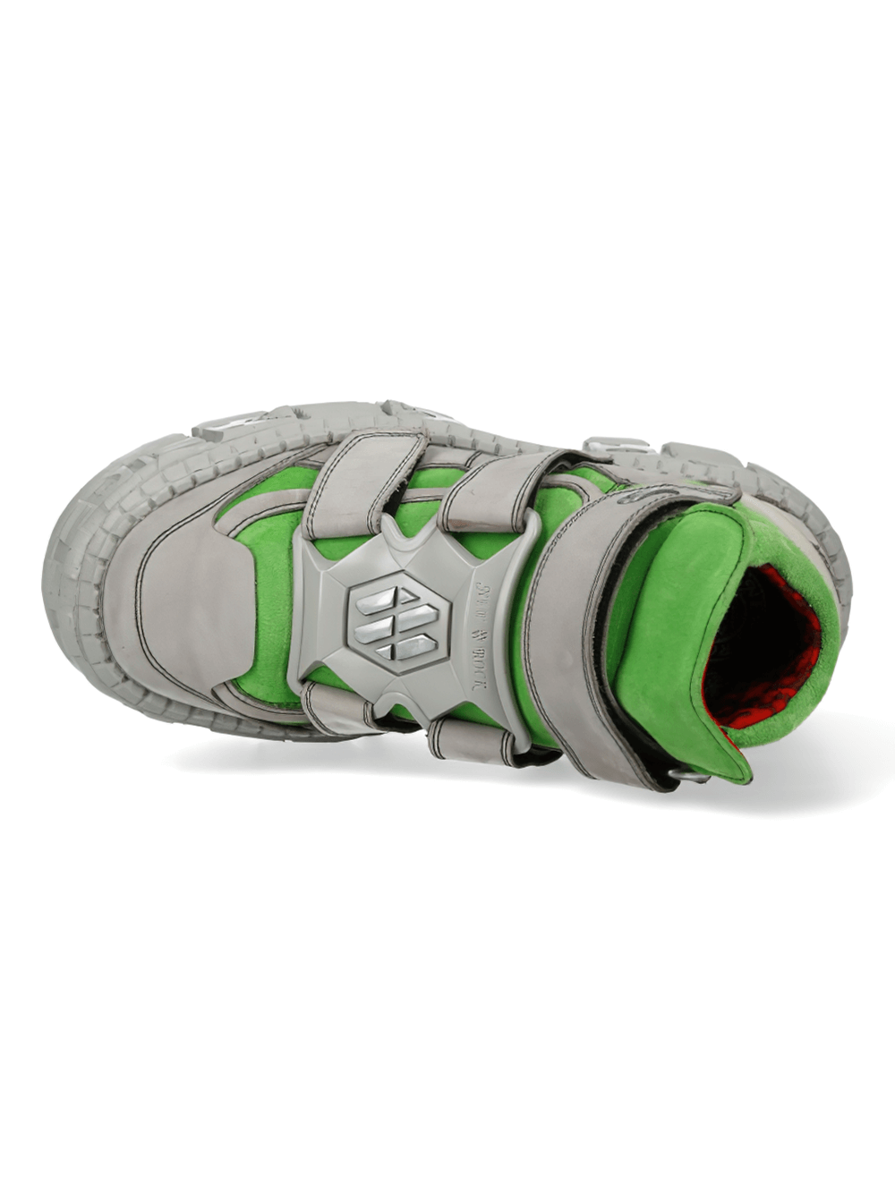 NEW ROCK Men's Green and Gray Punk Ankle Boots with Chunky Sole