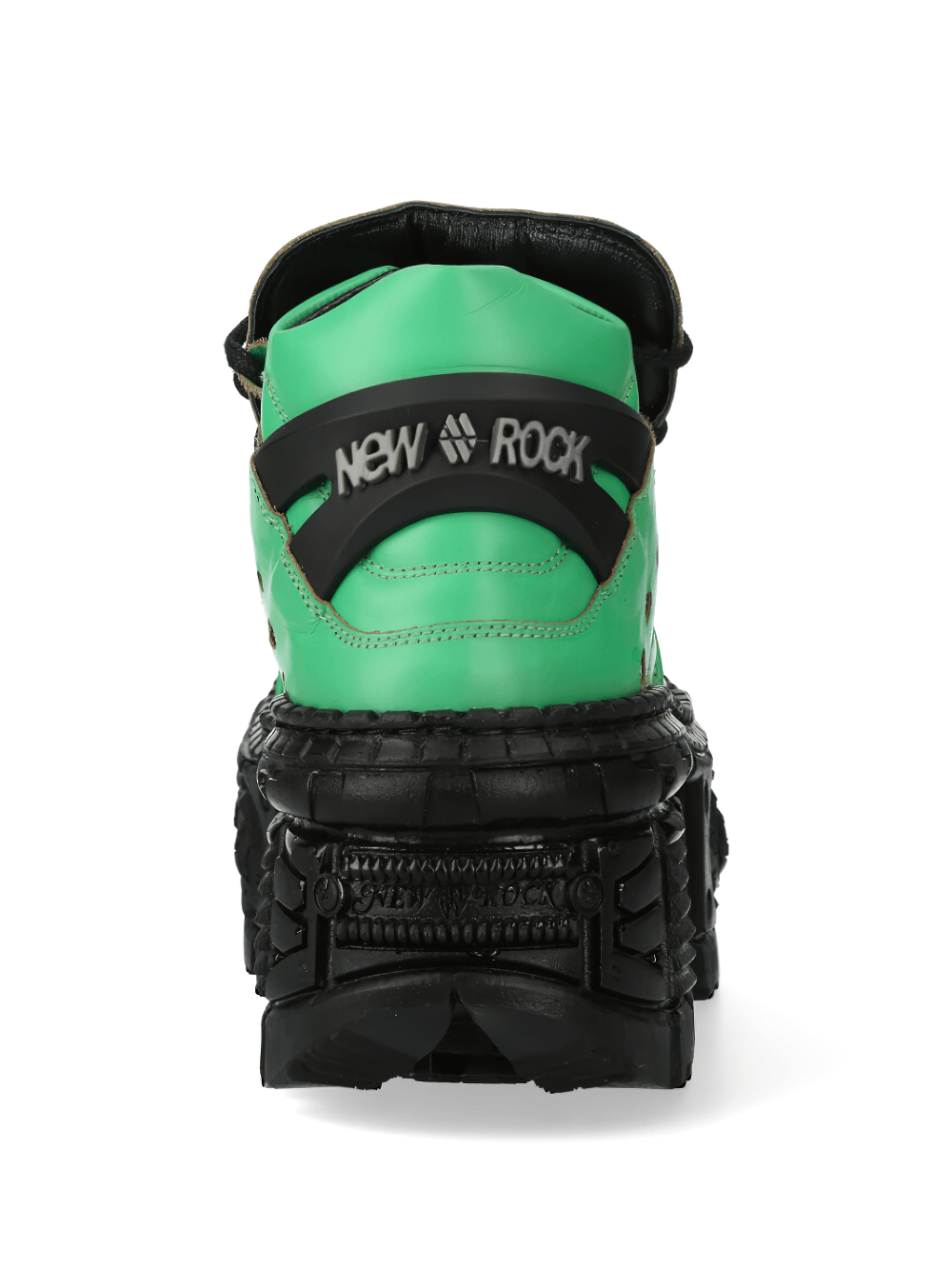NEW ROCK Men's Green Platform Ankle Boots with Rocker Design