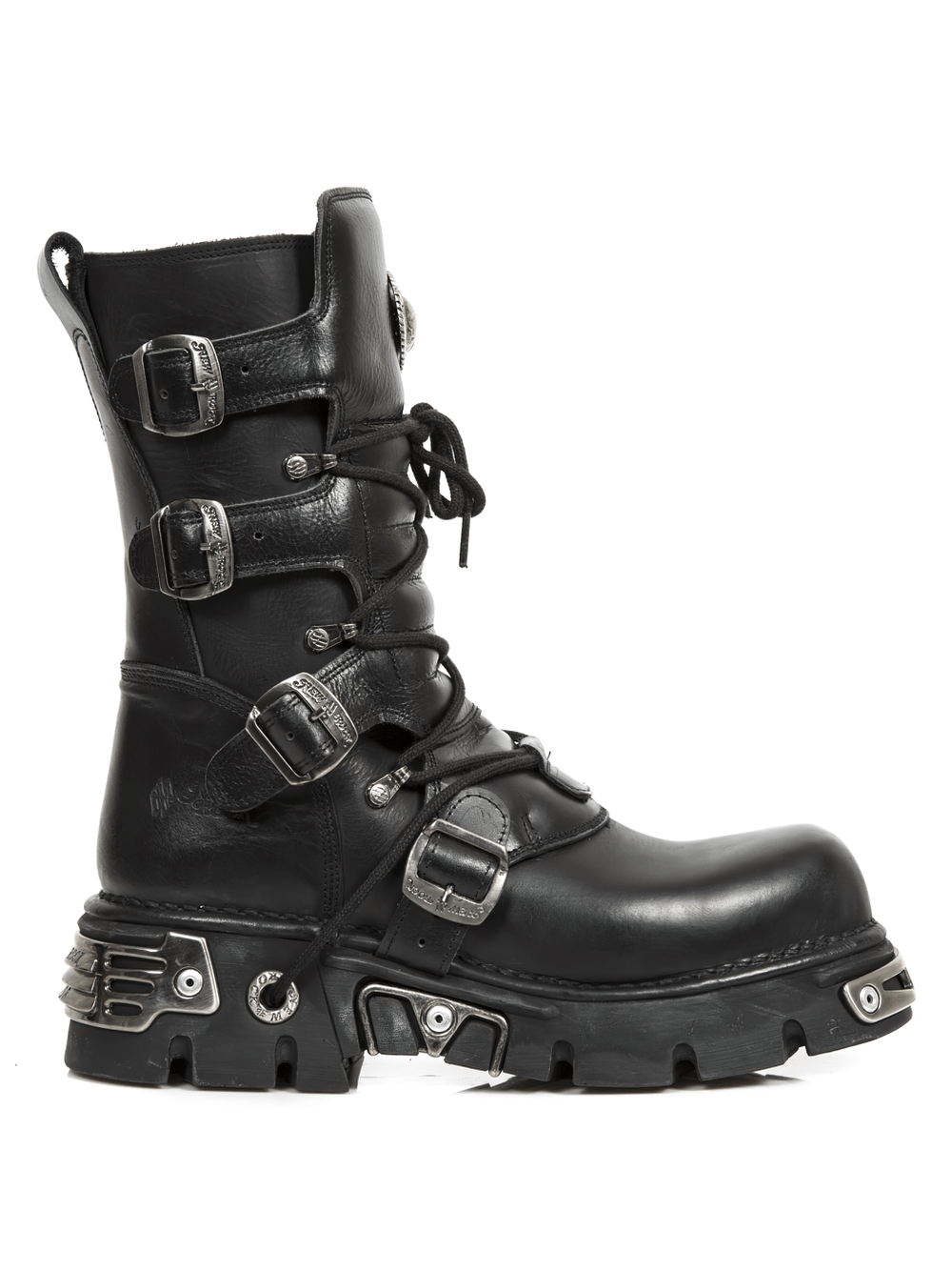 NEW ROCK Men's Heavy Biker Rock Boots with Natural Rubber Sole