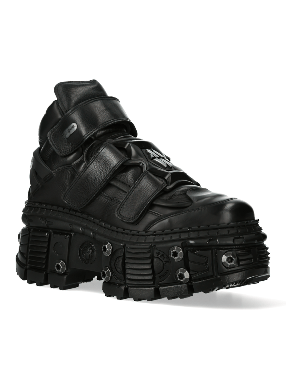 NEW ROCK Men's Heavy Gothic Ankle Boots with Velcro Straps