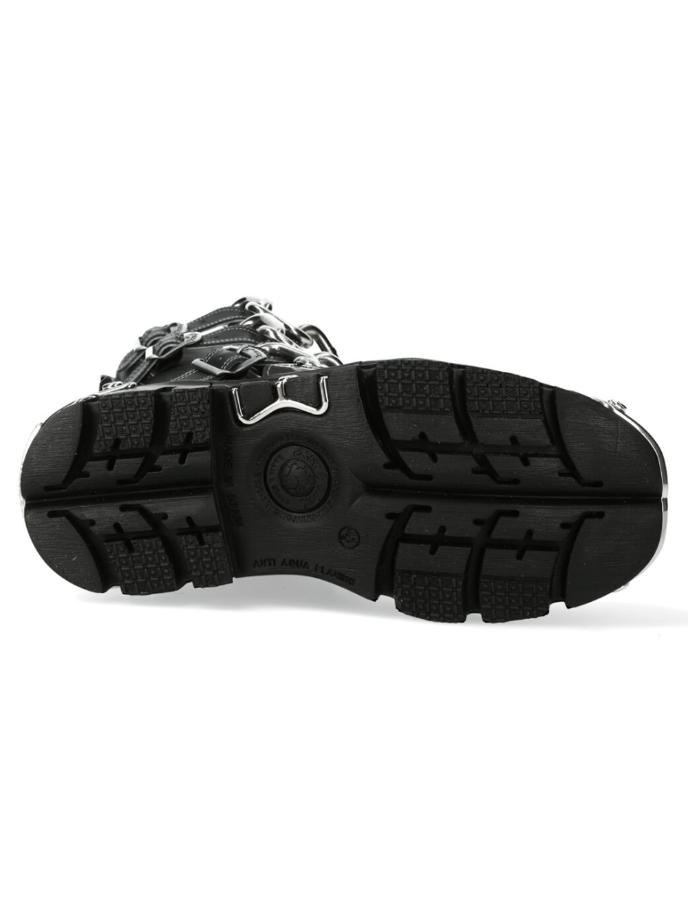 NEW ROCK Men's Leather Boots with Silver Flame and Chain Details