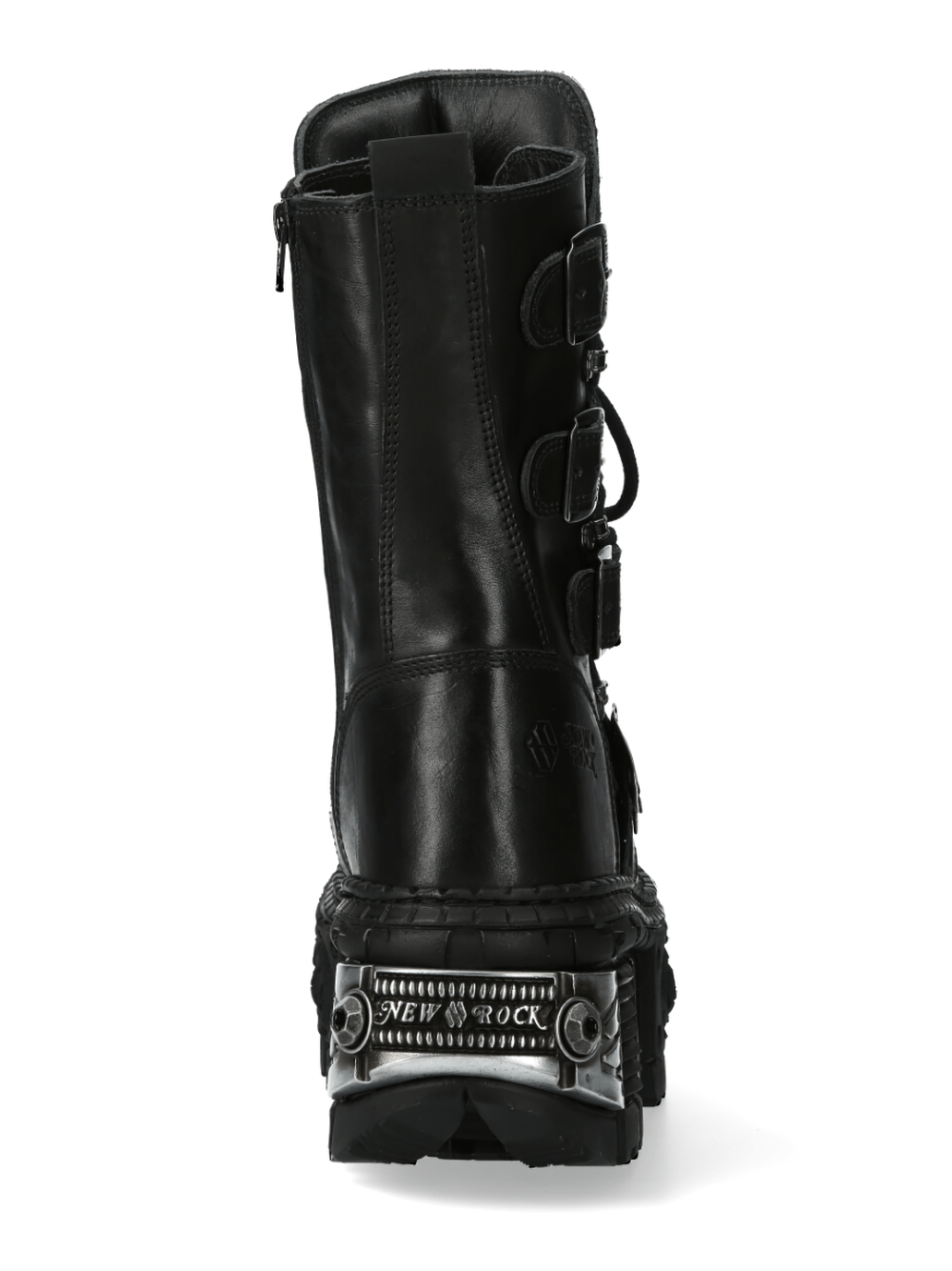 NEW ROCK Men's Leather Platform Boots with Metallic Accents