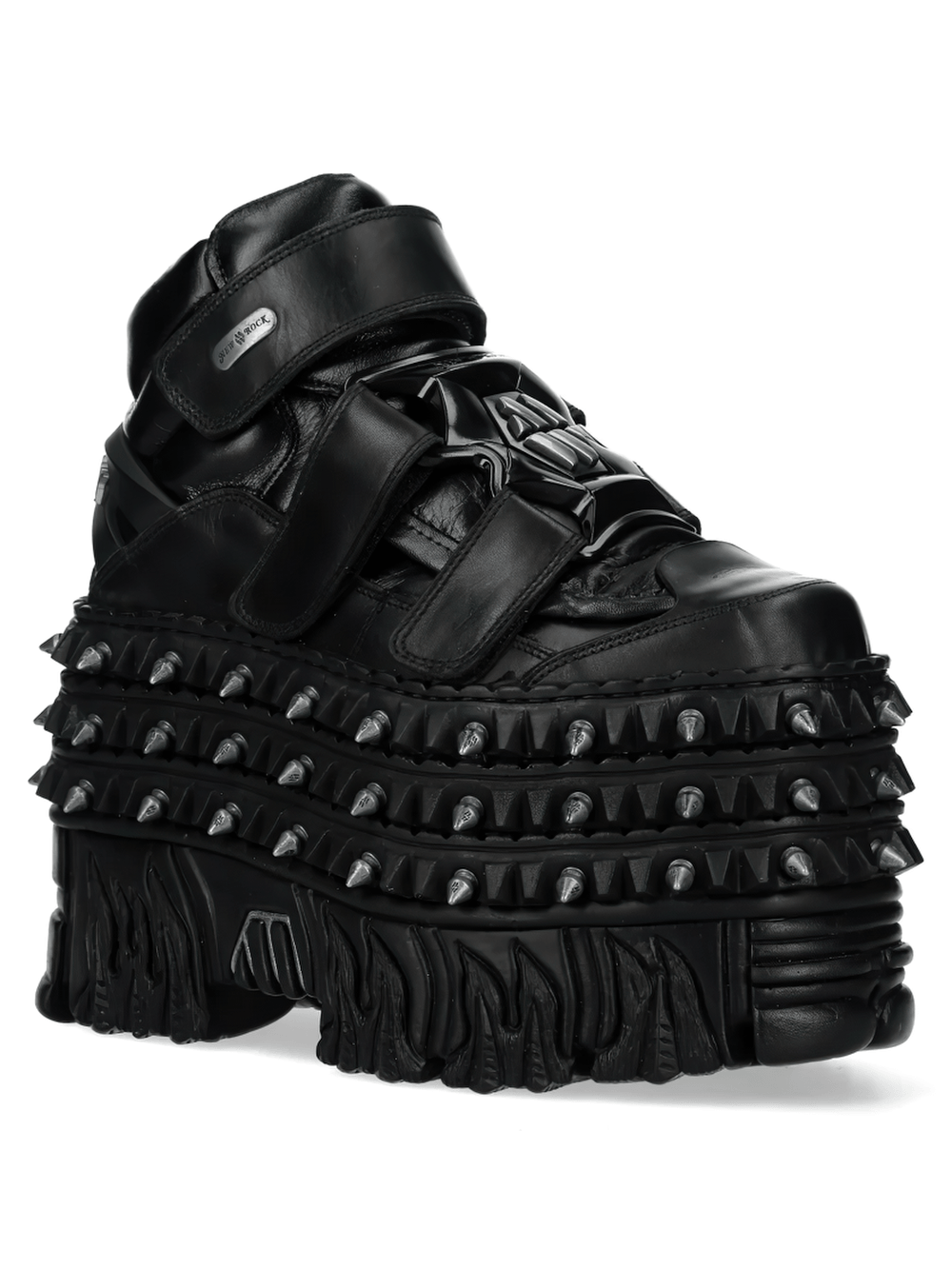 NEW ROCK Male Platform Ankle Boots with Spike Sole and Straps