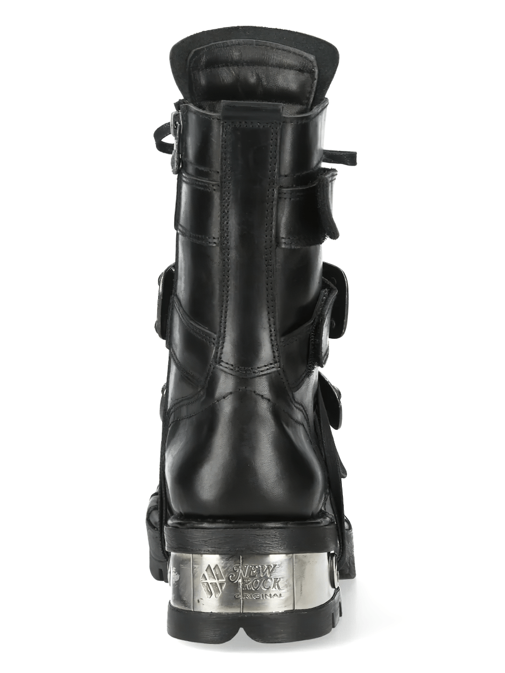 NEW ROCK Men's Biker Boots with Metal Straps and Side Zips