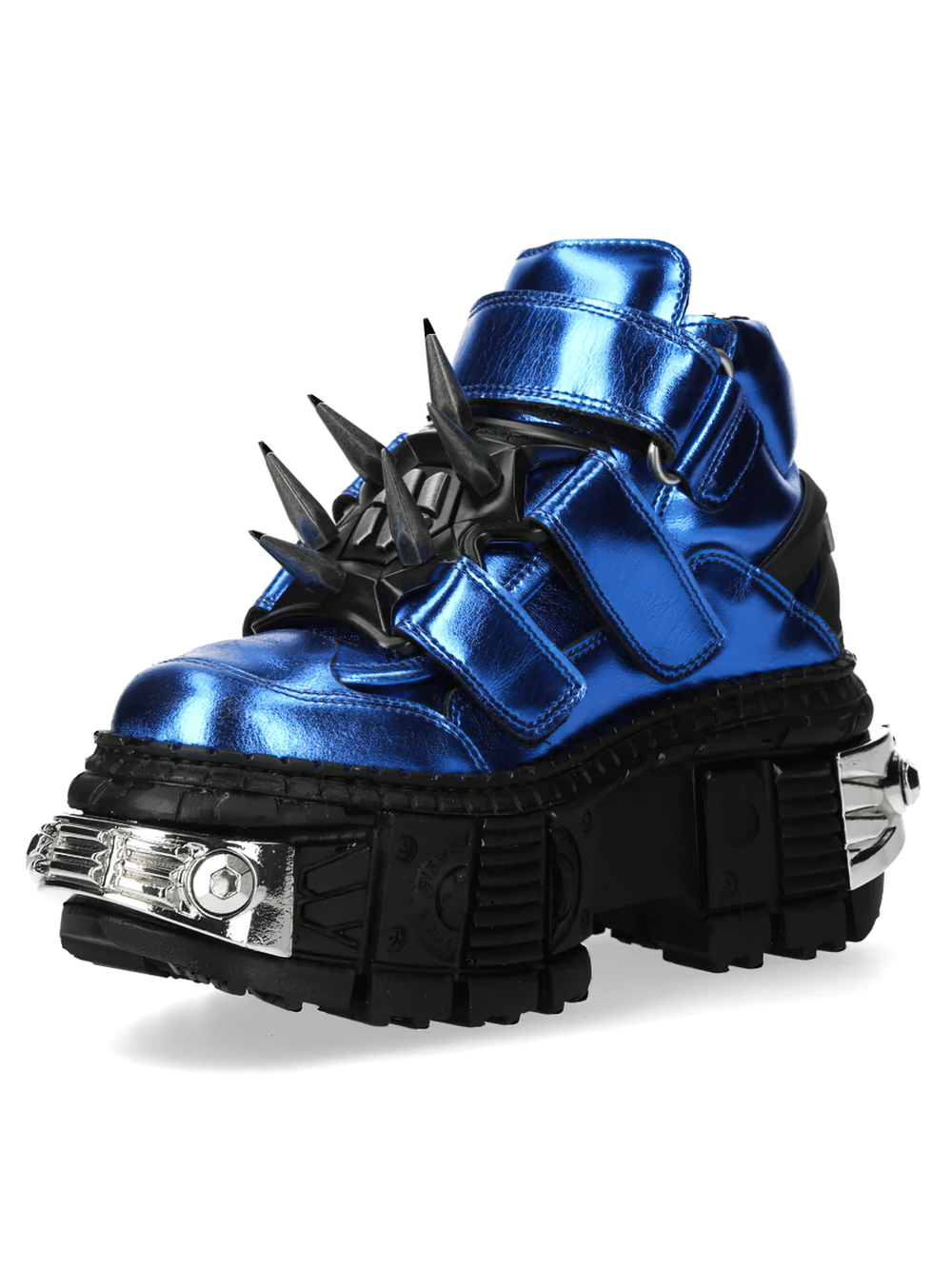 NEW ROCK Men's Blue Punk Platform Boots with Spiked Hardware