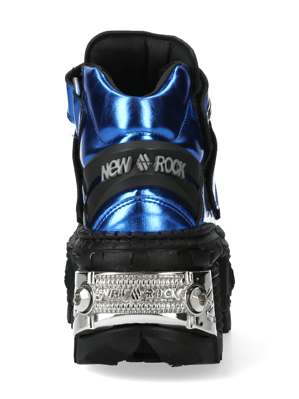 NEW ROCK Men's Blue Punk Platform Boots with Spiked Hardware