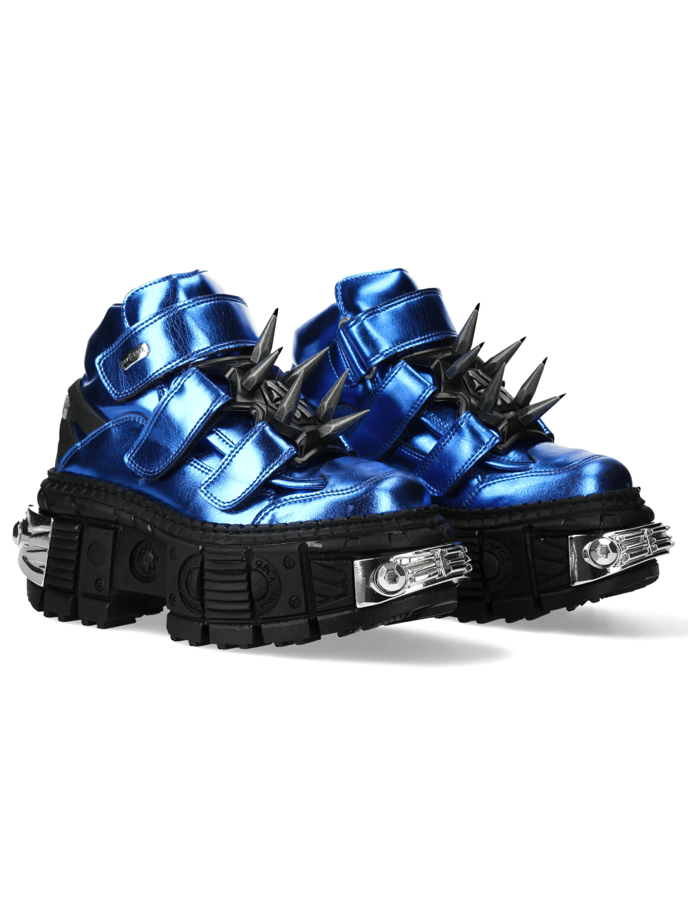 NEW ROCK Men's Blue Punk Platform Boots with Spiked Hardware
