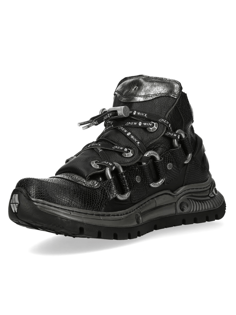 NEW ROCK Men's Boots with Cord Lacing and Textured Sole