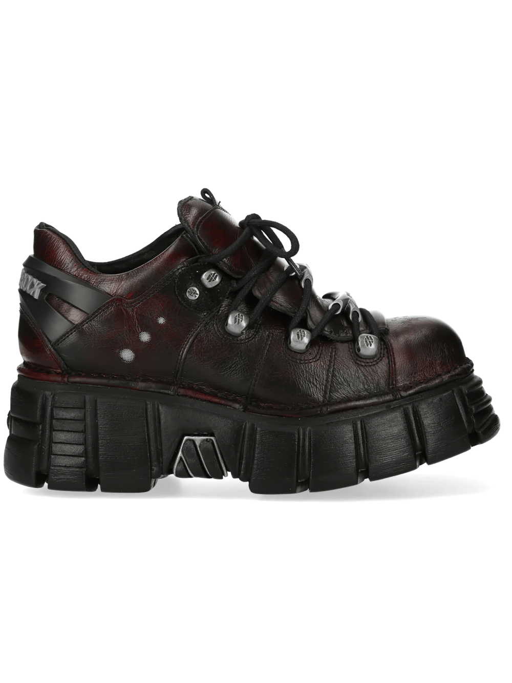 NEW ROCK Men's Burgundy Shoes with Sculpted Black Soles