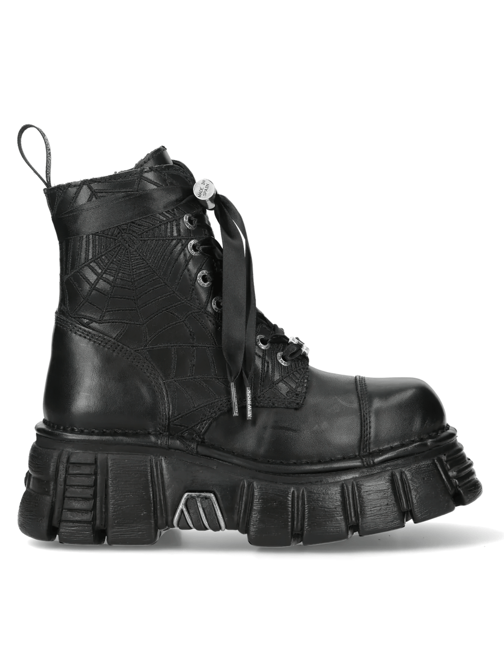 NEW ROCK Men's Combat Boots with Ribbon Laces and Lug Sole