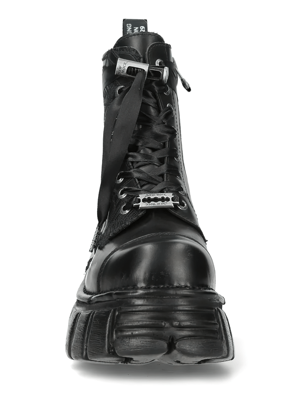 NEW ROCK Men's Combat Boots with Ribbon Laces and Lug Sole