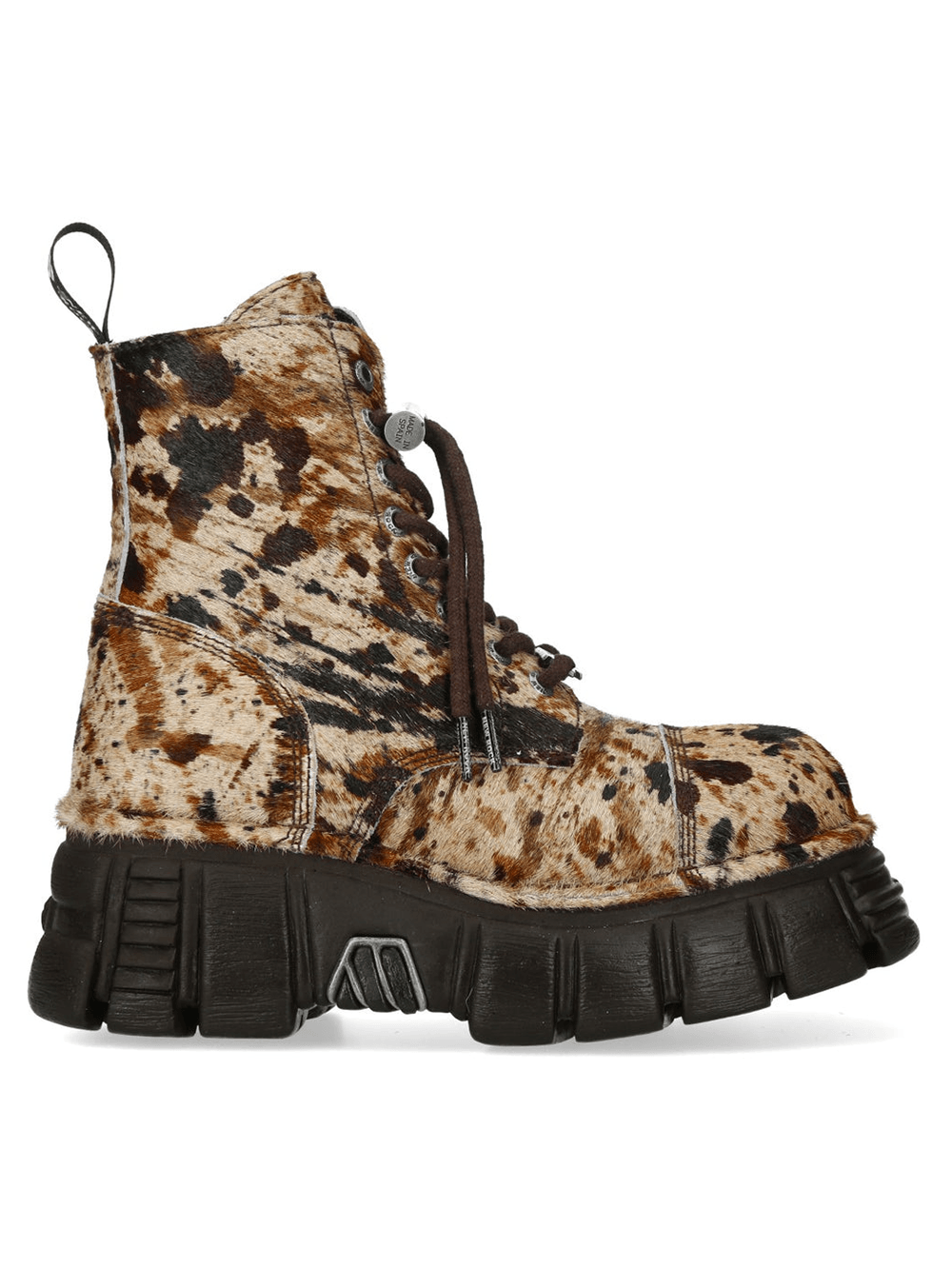 NEW ROCK Men's Cow Print Gothic Platform Ankle Boots