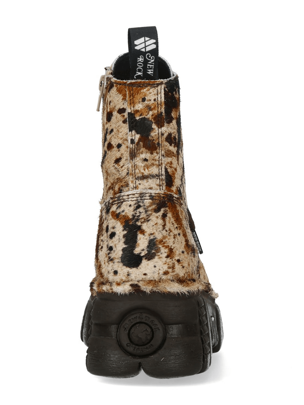 NEW ROCK Men's Cow Print Gothic Platform Ankle Boots