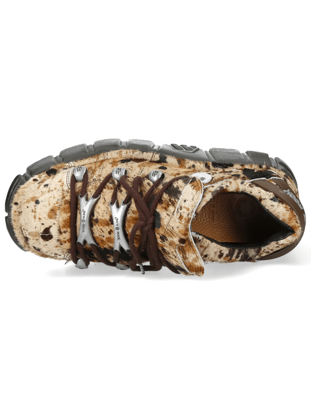 NEW ROCK Men's Cow Print Rock Shoes with Lugged Sole