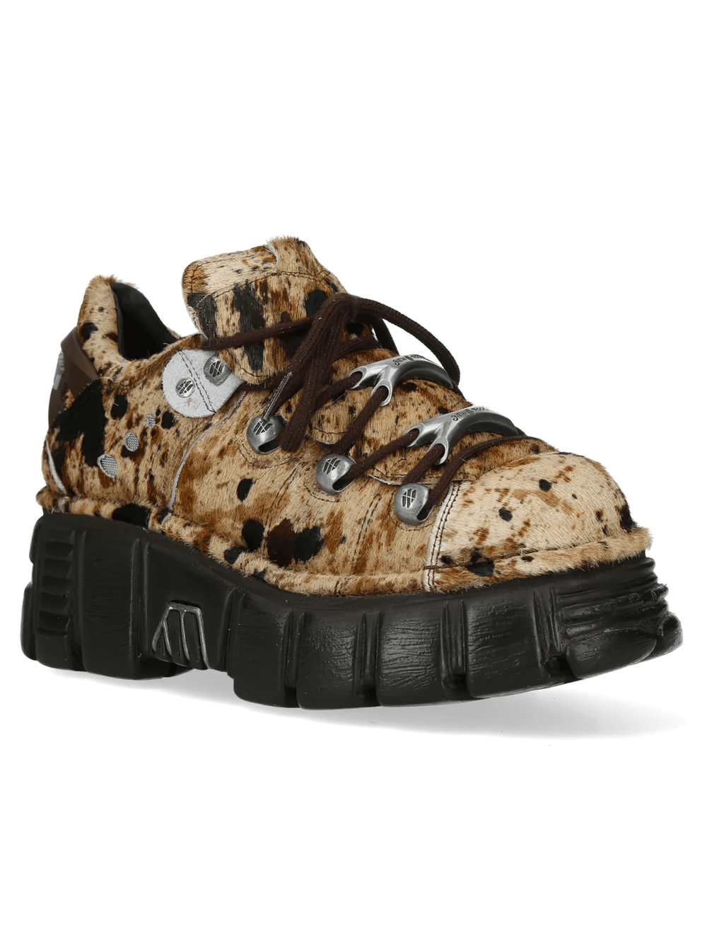 NEW ROCK Men's Cow Print Rock Shoes with Lugged Sole
