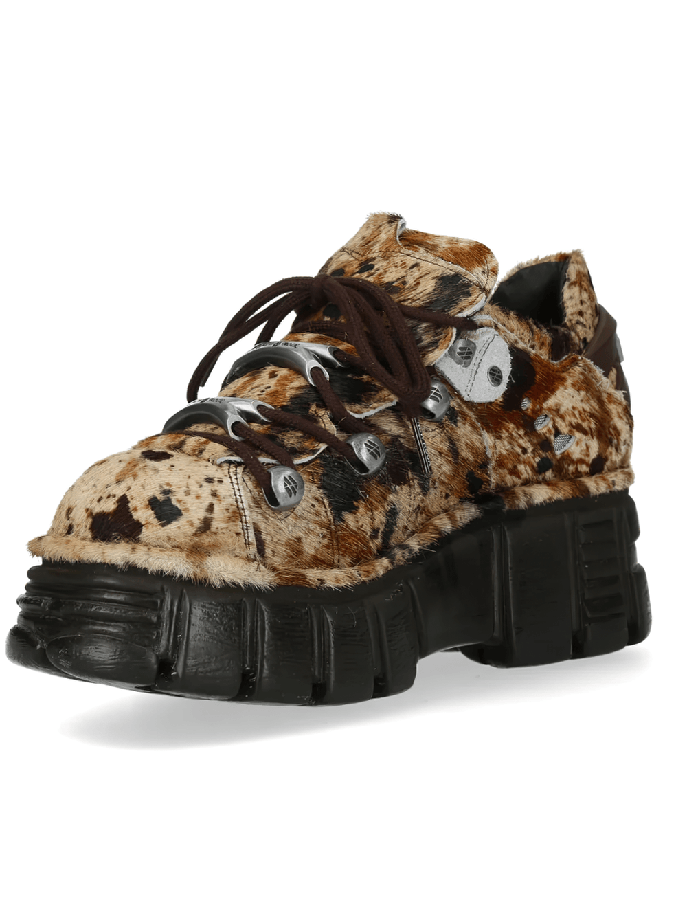 NEW ROCK Men's Cow Print Rock Shoes with Lugged Sole