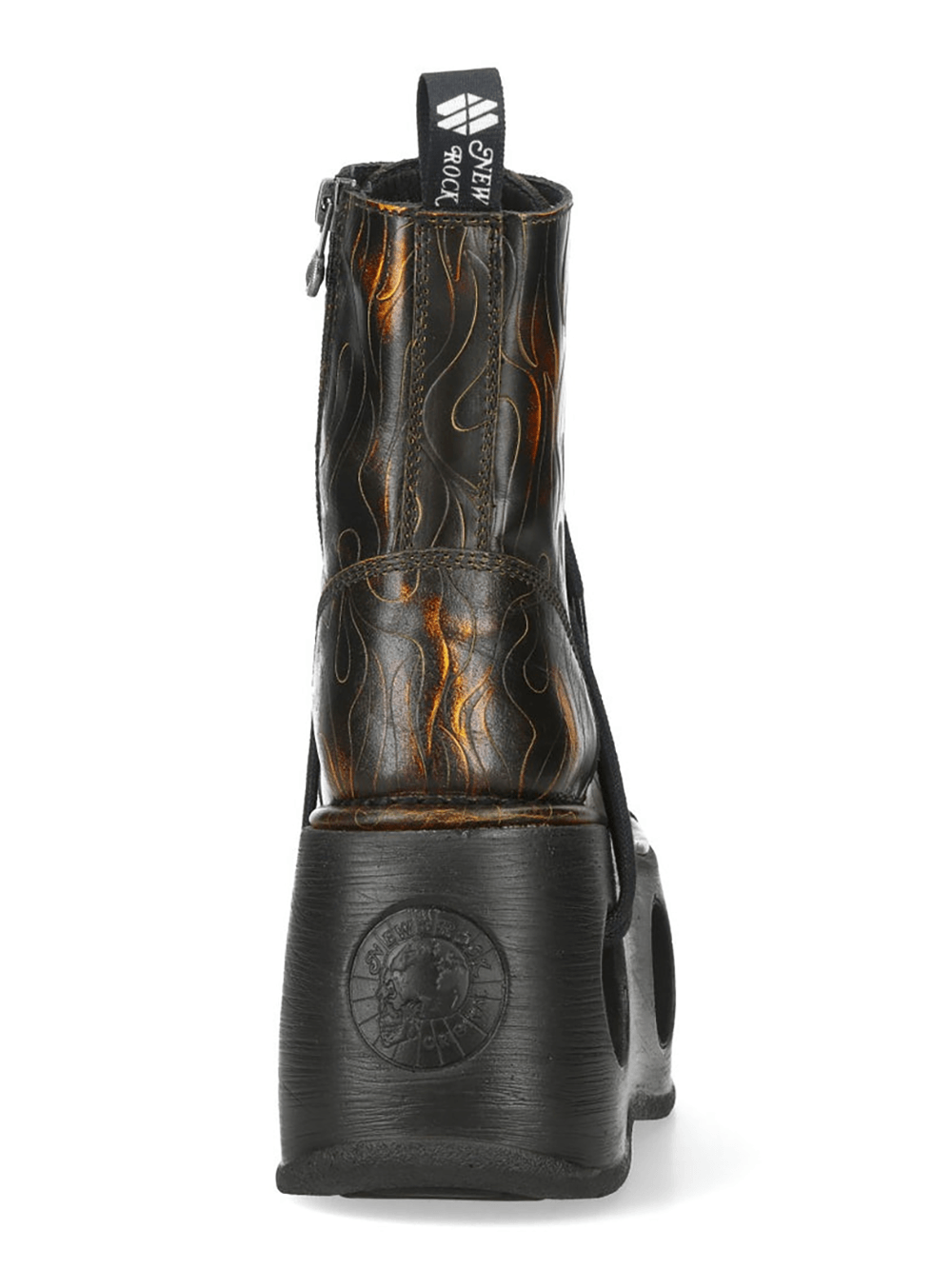 NEW ROCK Men's Flame Etched Gothic Military Platform Boots