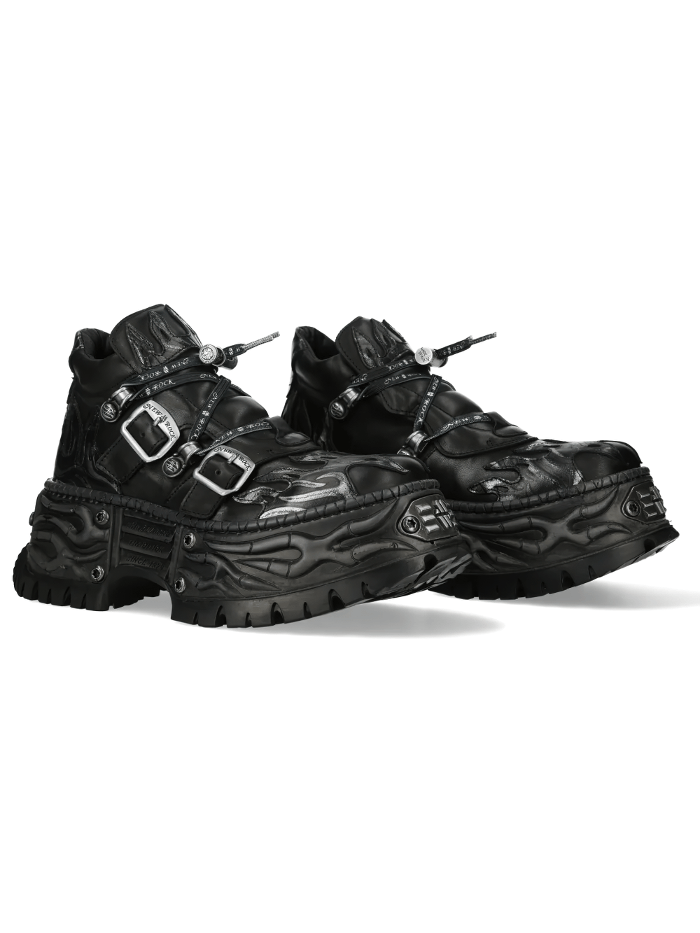NEW ROCK Men's Flame Shoes with Double Buckle Straps