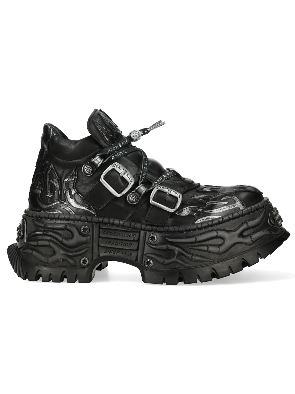 NEW ROCK Men's Flame Shoes with Double Buckle Straps