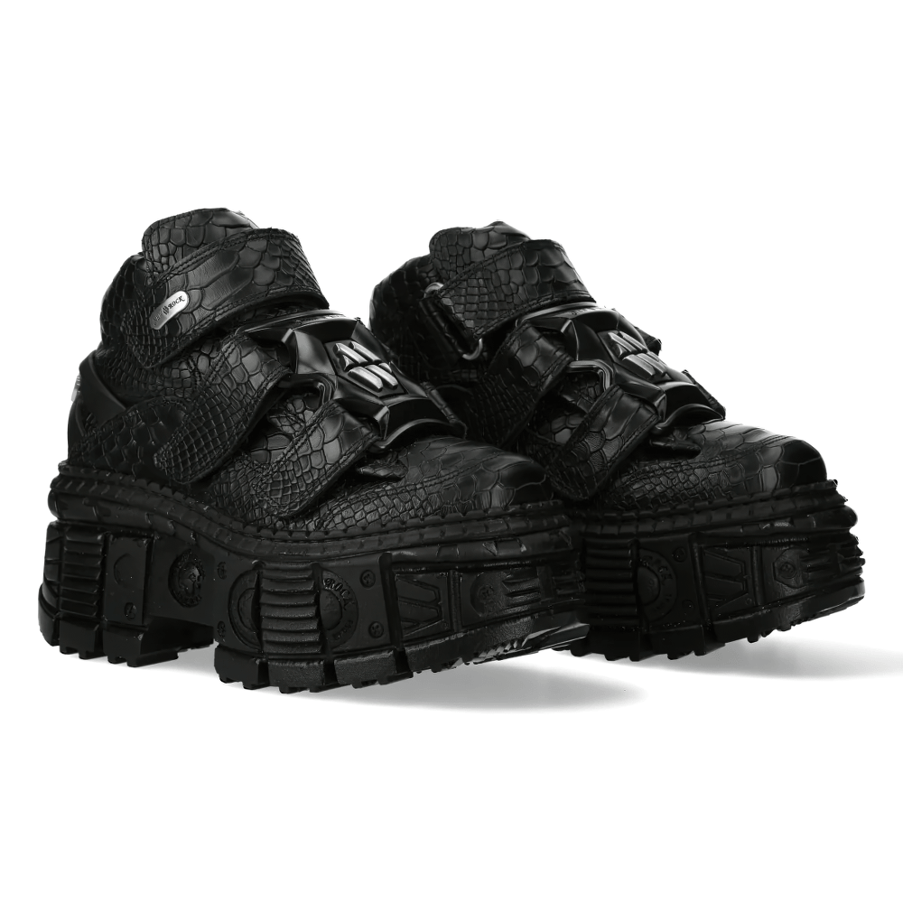 NEW ROCK Men's Gothic Ankle Boots with Textured Croc Pattern