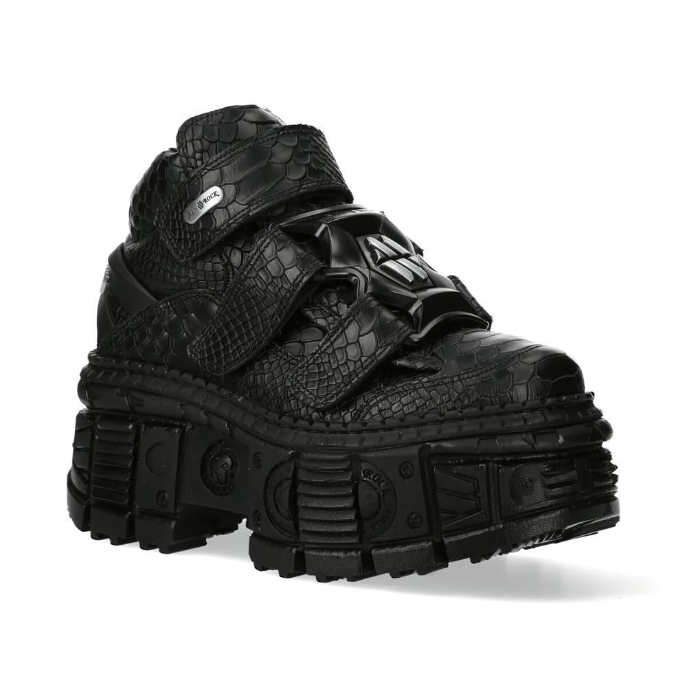 NEW ROCK Men's Gothic Ankle Boots with Textured Croc Pattern