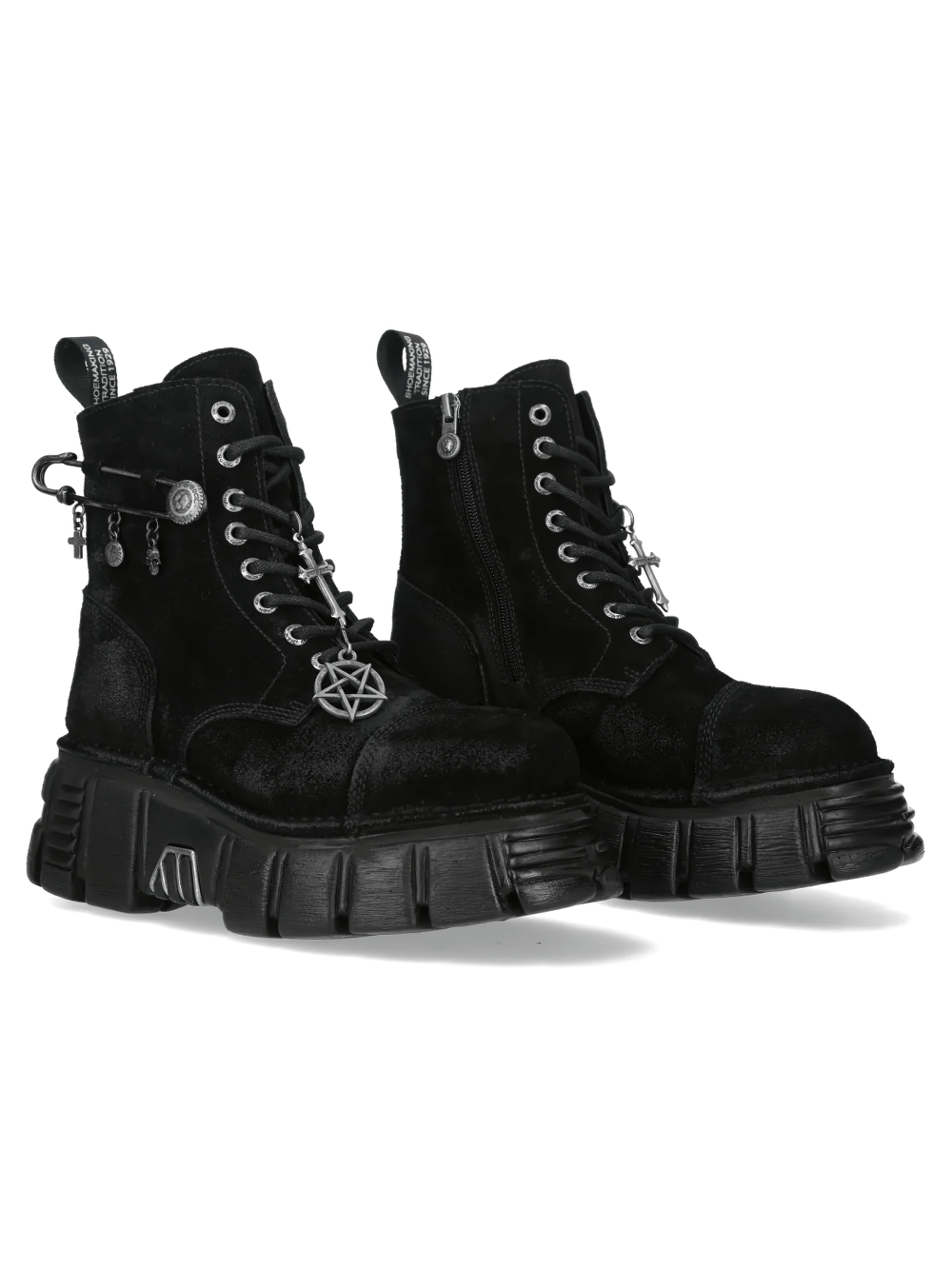 NEW ROCK Men's Gothic Charm Combat Boots with Cross Details