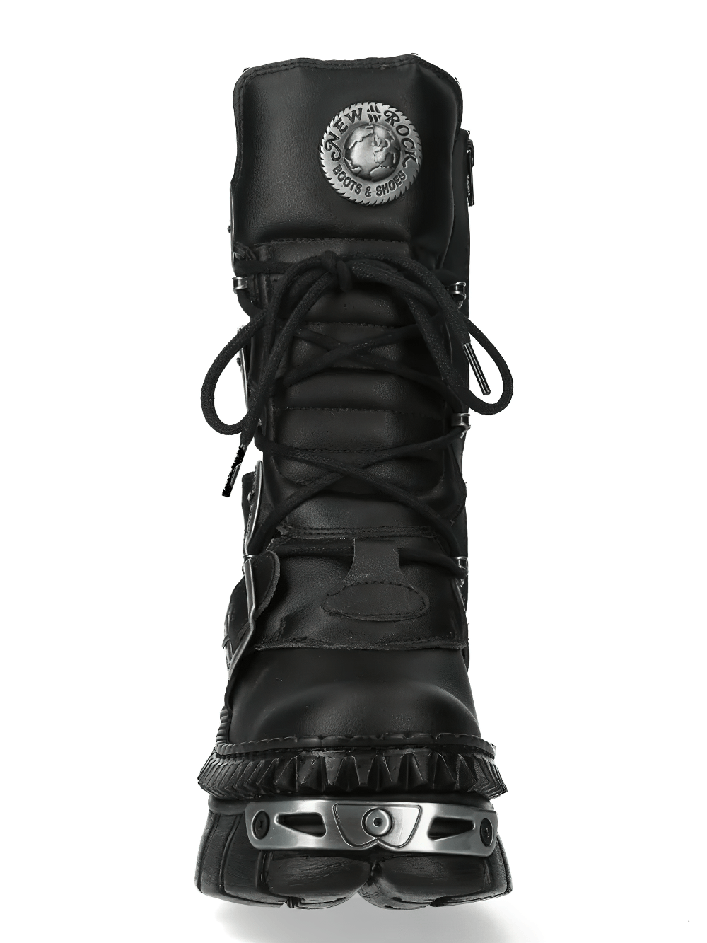 NEW ROCK Men's Gothic Military Boots with Four Buckle Straps