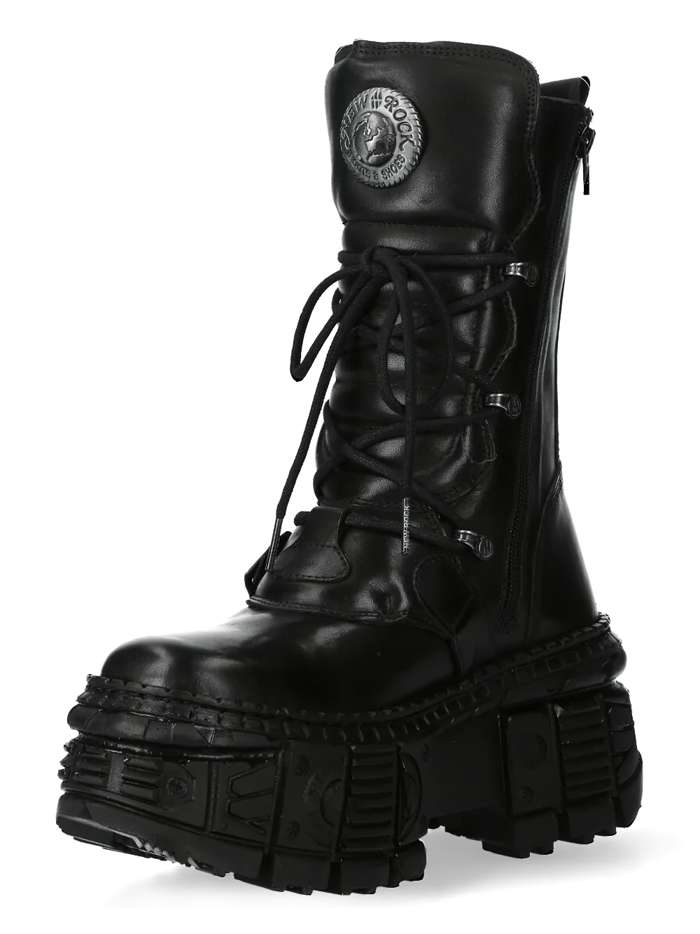 NEW ROCK Men's Gothic Platform Boots with Four Buckle Straps