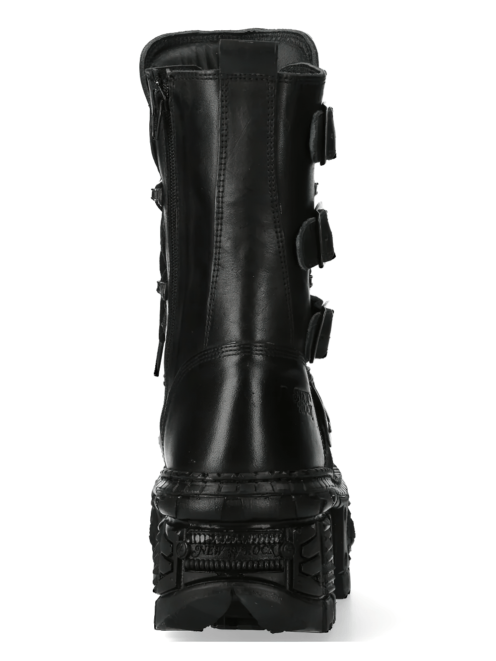 NEW ROCK Men's Gothic Platform Boots with Four Buckle Straps
