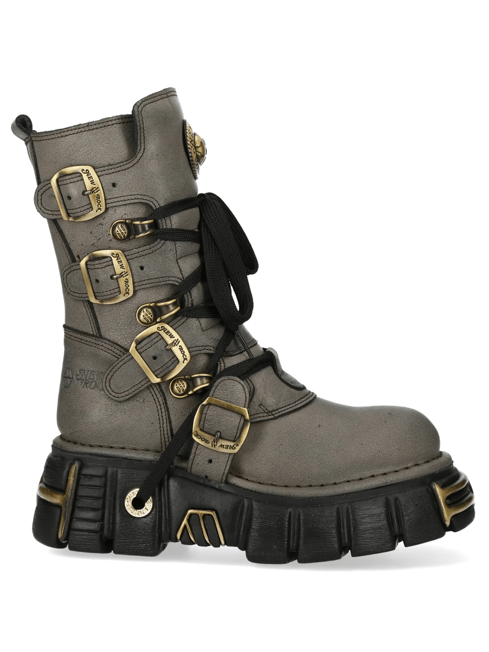NEW ROCK Men's Gothic Platform Boots with Rugged Buckle Set