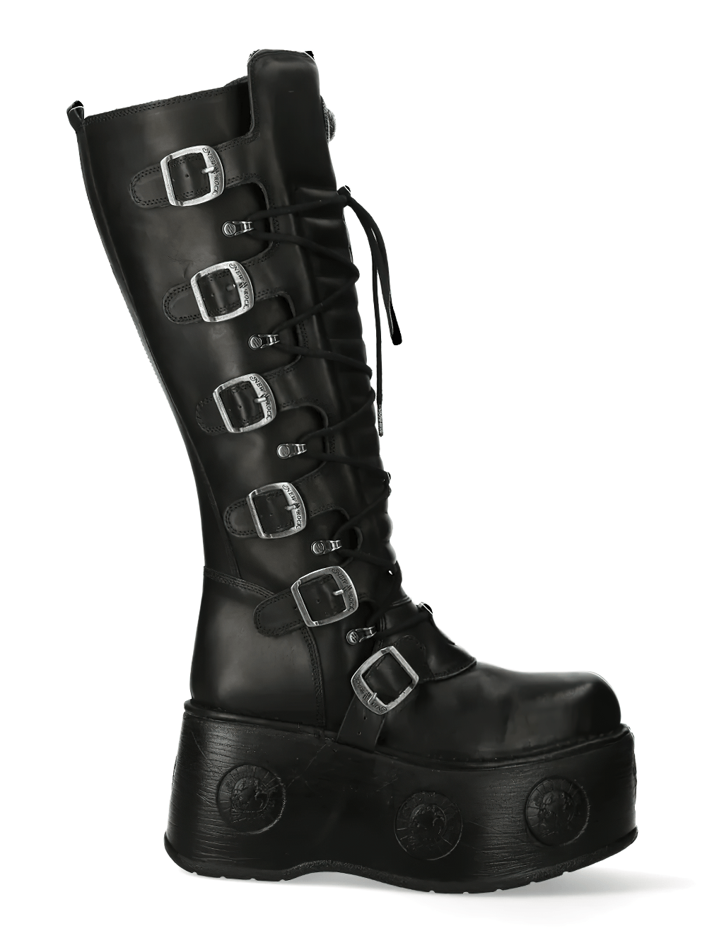 NEW ROCK Men's High Boots with Buckles and Platform Sole
