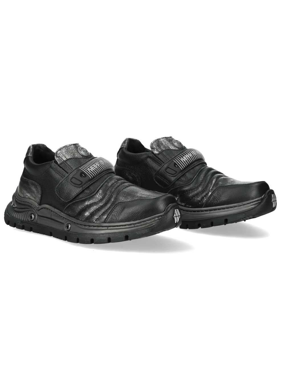 NEW ROCK Men's Industrial Shoes with Metallic Strap Detail
