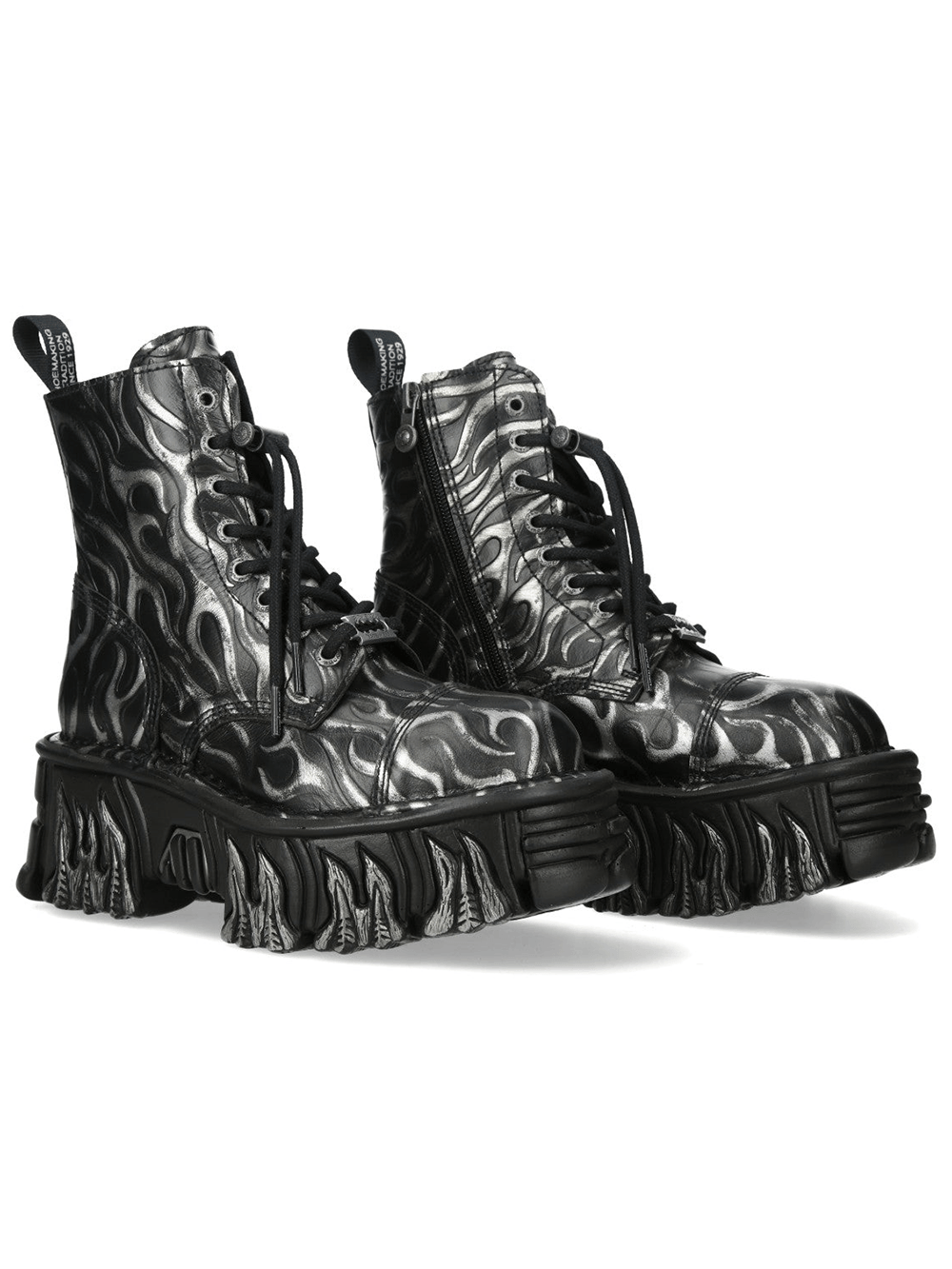 NEW ROCK Men's Platform Ankle Boots With Flame Tread Sole