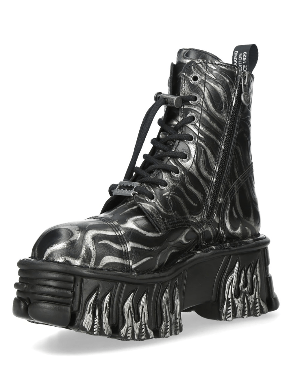NEW ROCK Men's Platform Ankle Boots With Flame Tread Sole