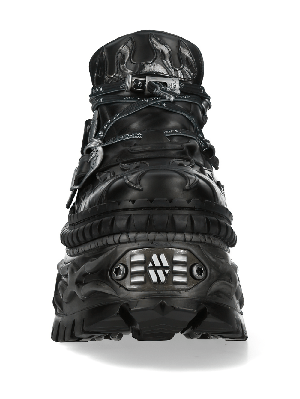 NEW ROCK Men's Platform Shoes with Flame Soles and Buckle