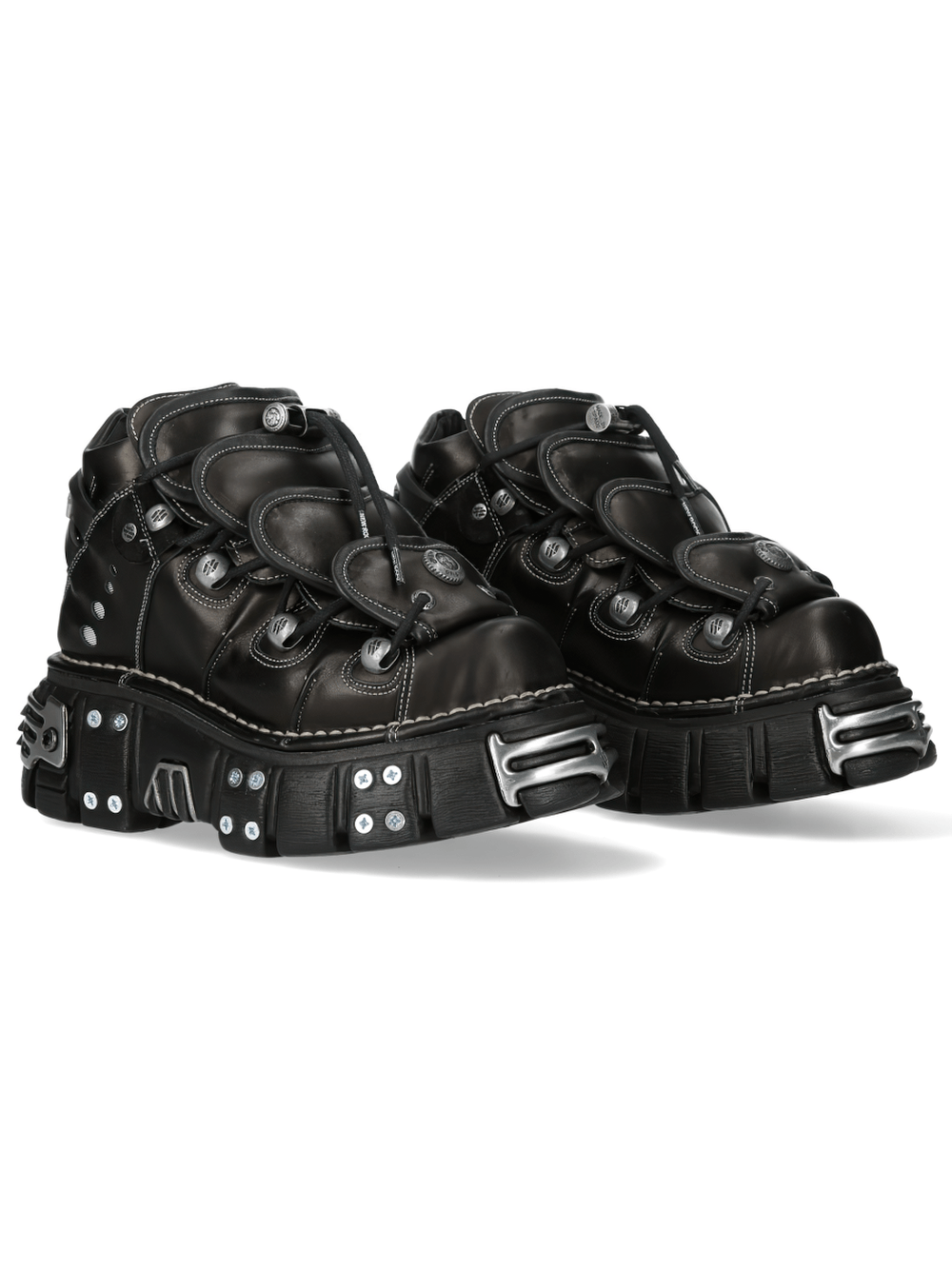 NEW ROCK Men's Punk Ankle Boots with Chunky Platform Sole Trim