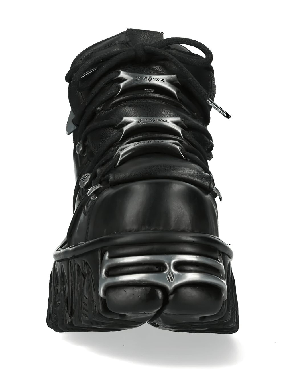 NEW ROCK Men's Punk Ankle Boots With Front Plates Trim