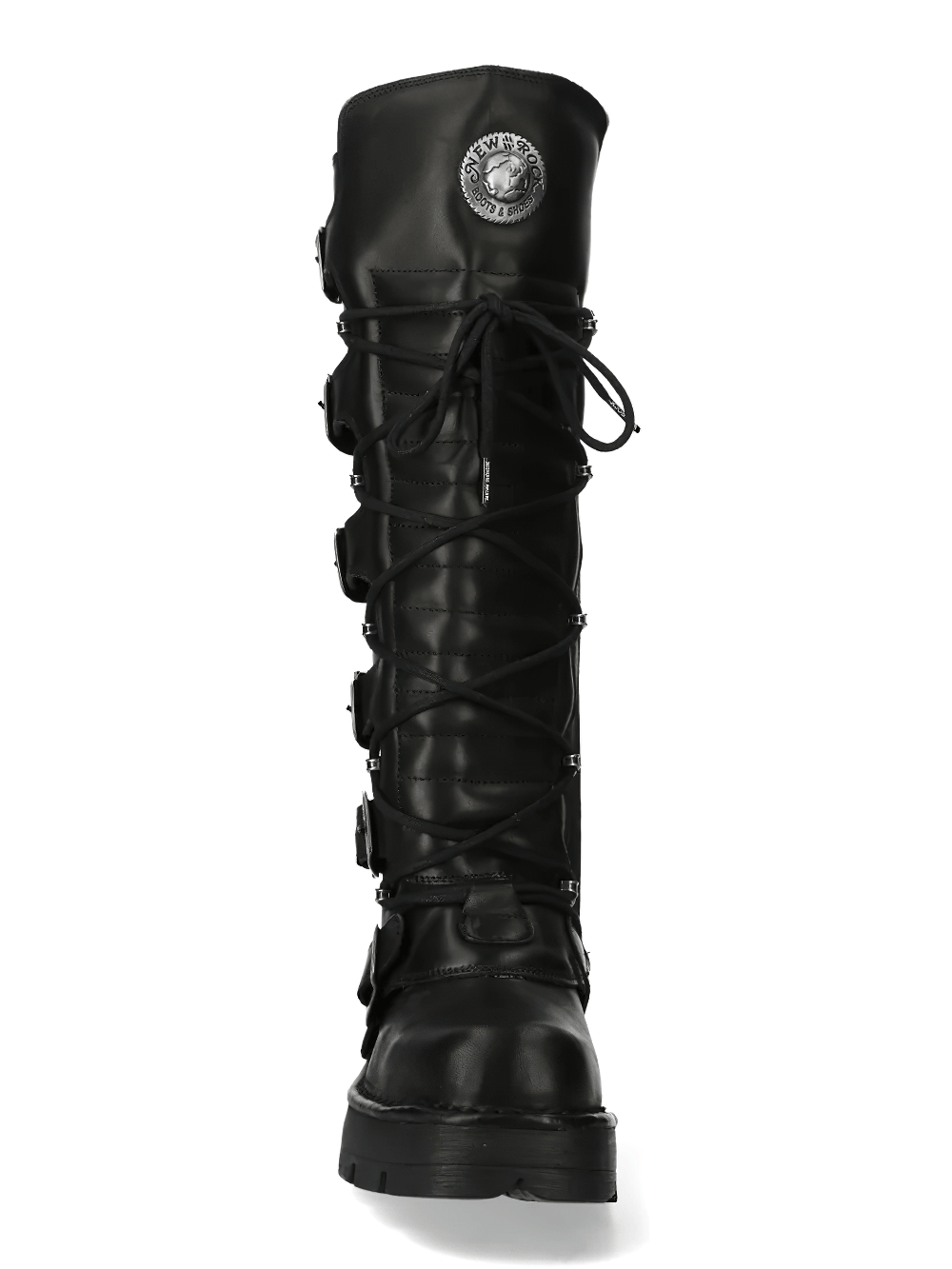 NEW ROCK Men's Punk Knee Boots with Side Zip and Metal Heels