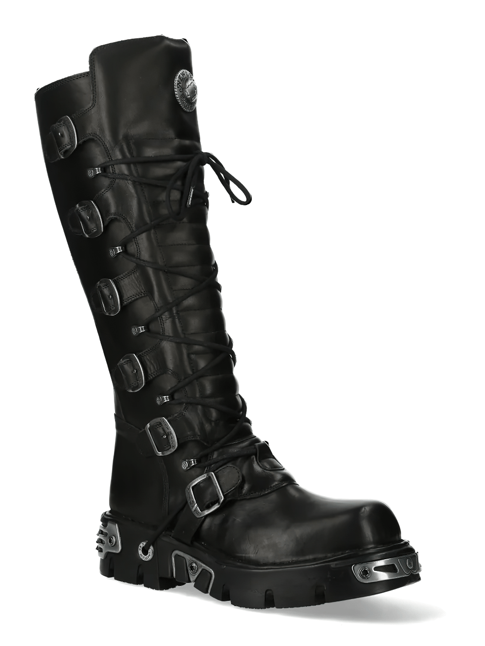 NEW ROCK Men's Punk Tall Boots with Side Straps and Zip