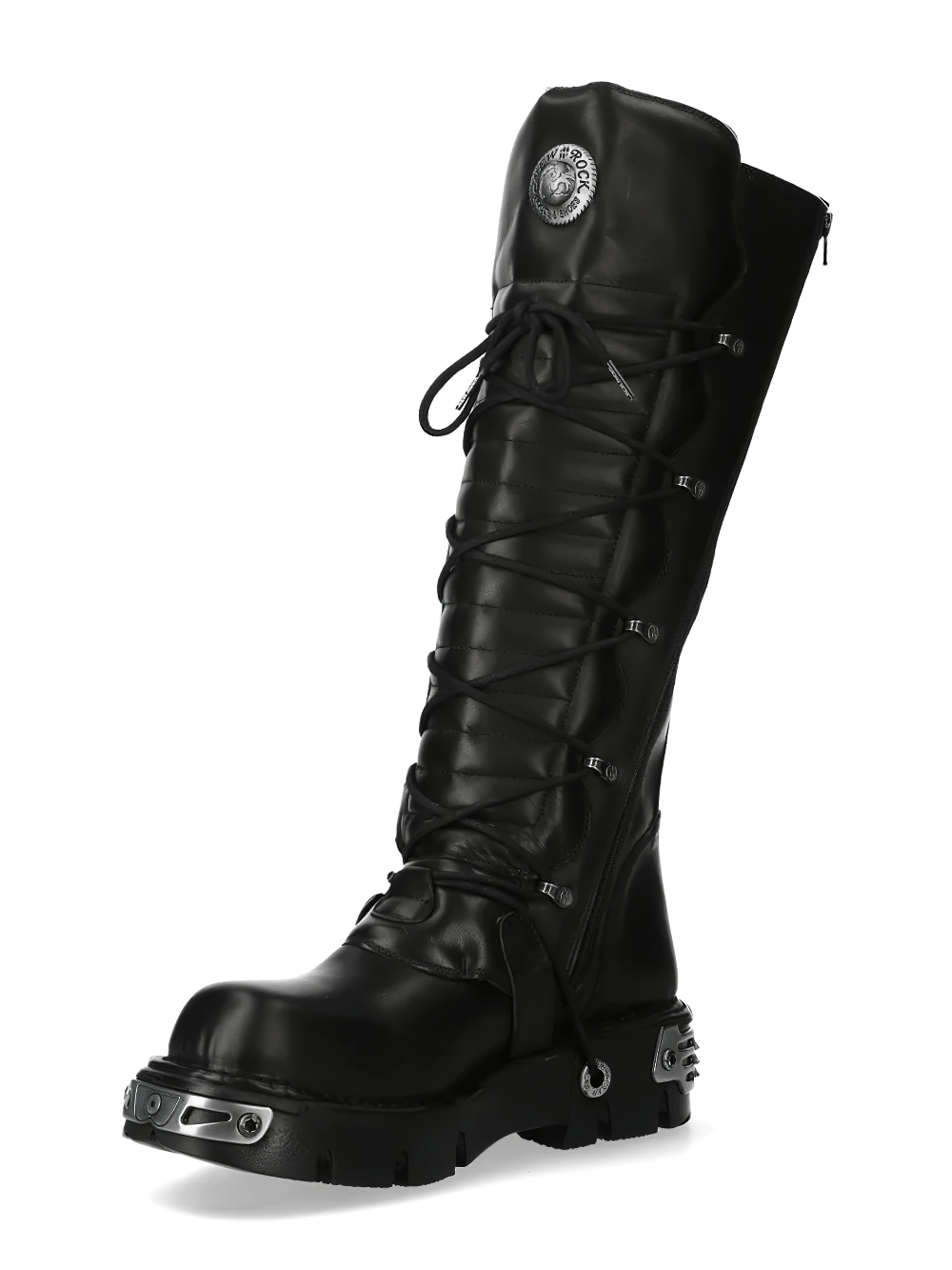 NEW ROCK Men's Punk Tall Boots with Side Straps and Zip