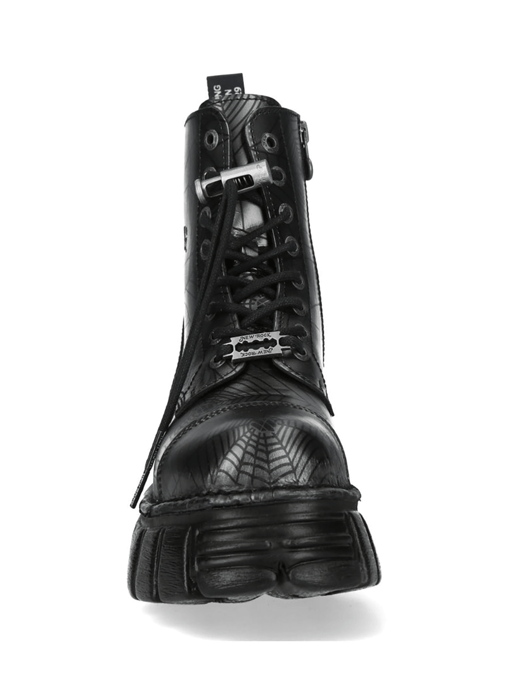 NEW ROCK Men's Punk Web Pattern Platform Lace Up Boots
