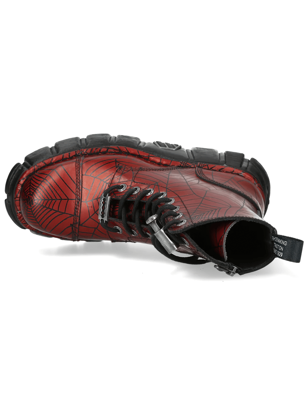NEW ROCK Men's Red Spiderweb Boots with Chunky Platform Sole