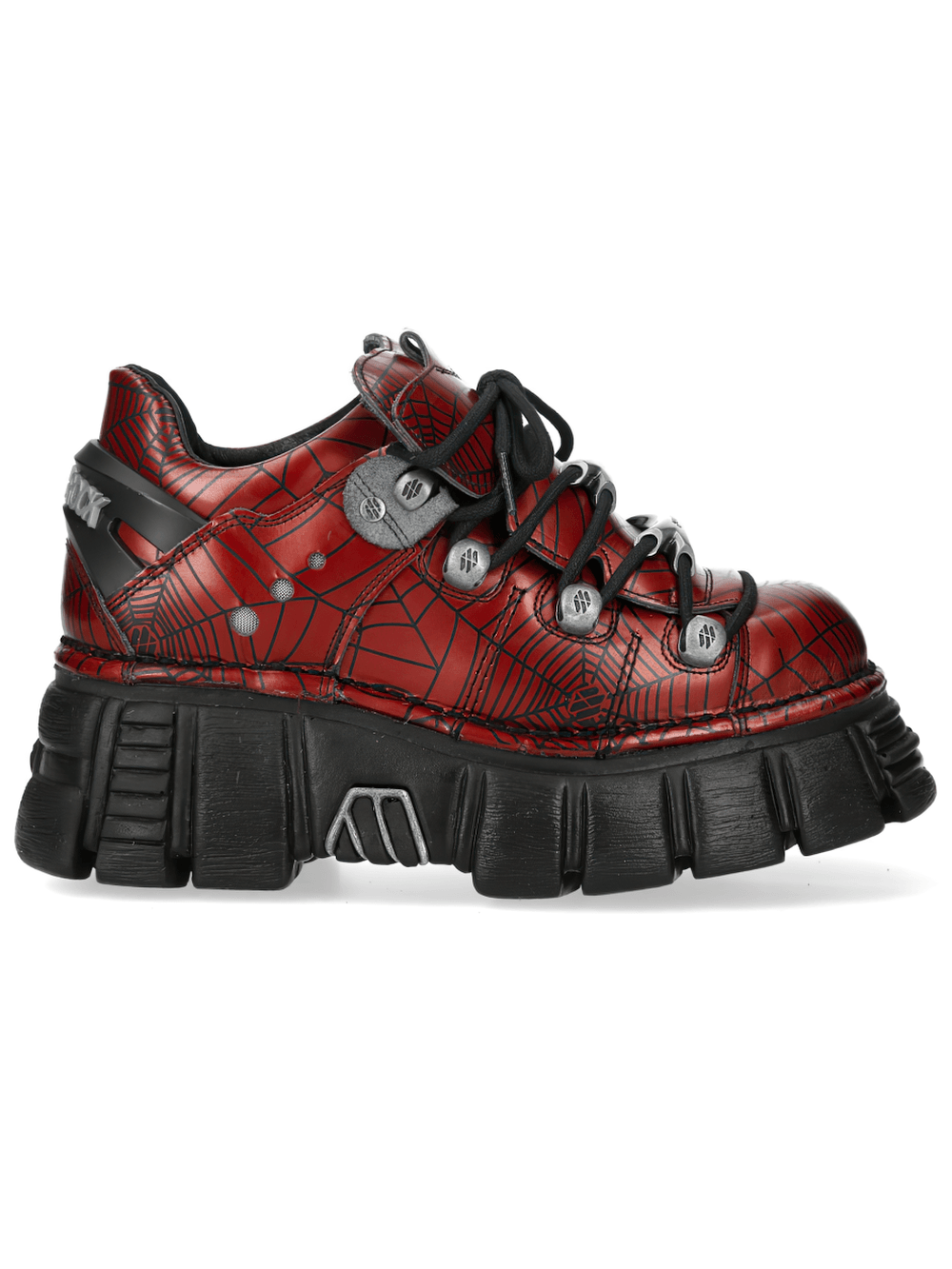 NEW ROCK Men's Red Spiderweb Lace-Up Platform Shoes
