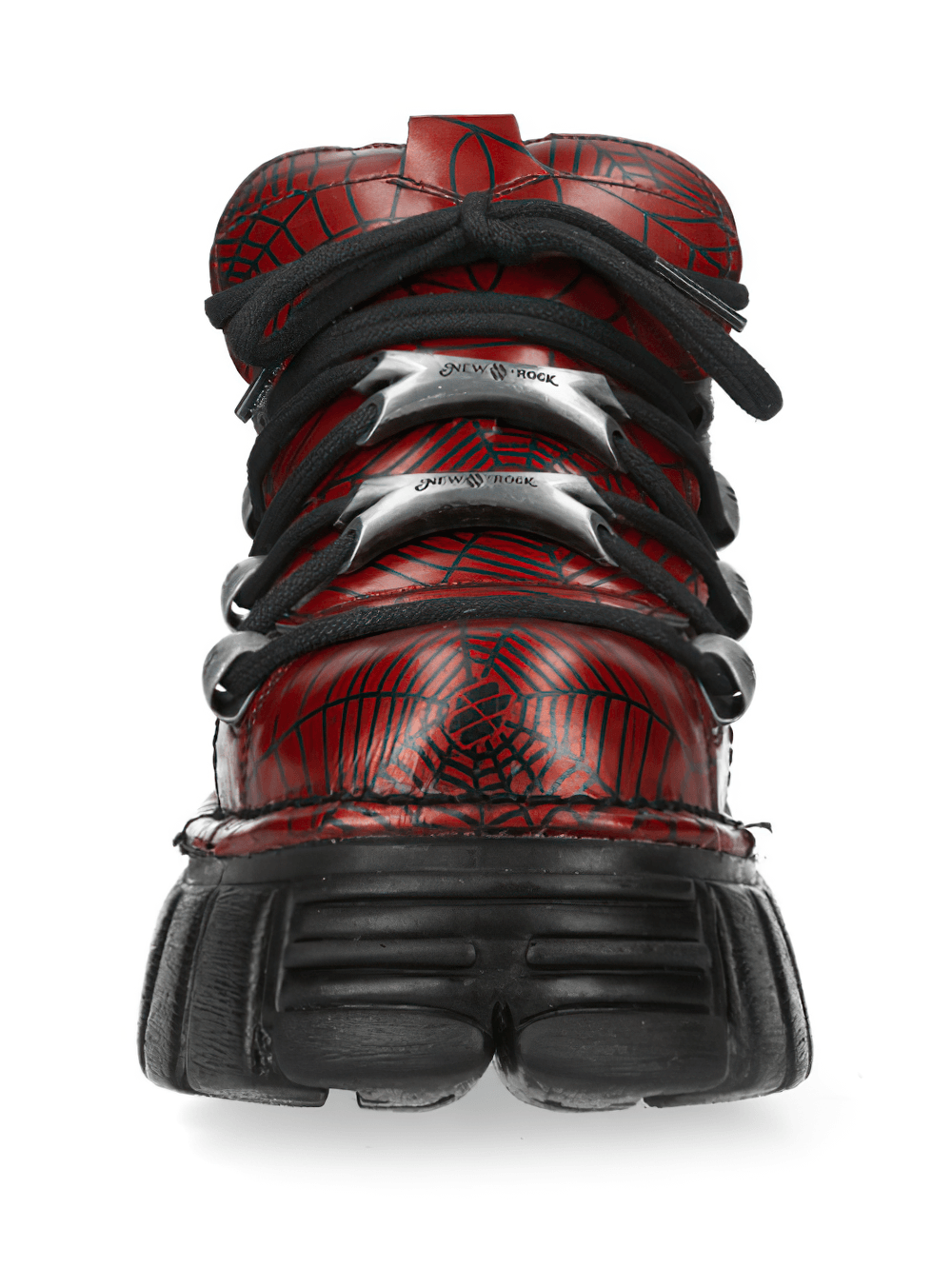 NEW ROCK Men's Red Spiderweb Lace-Up Platform Shoes