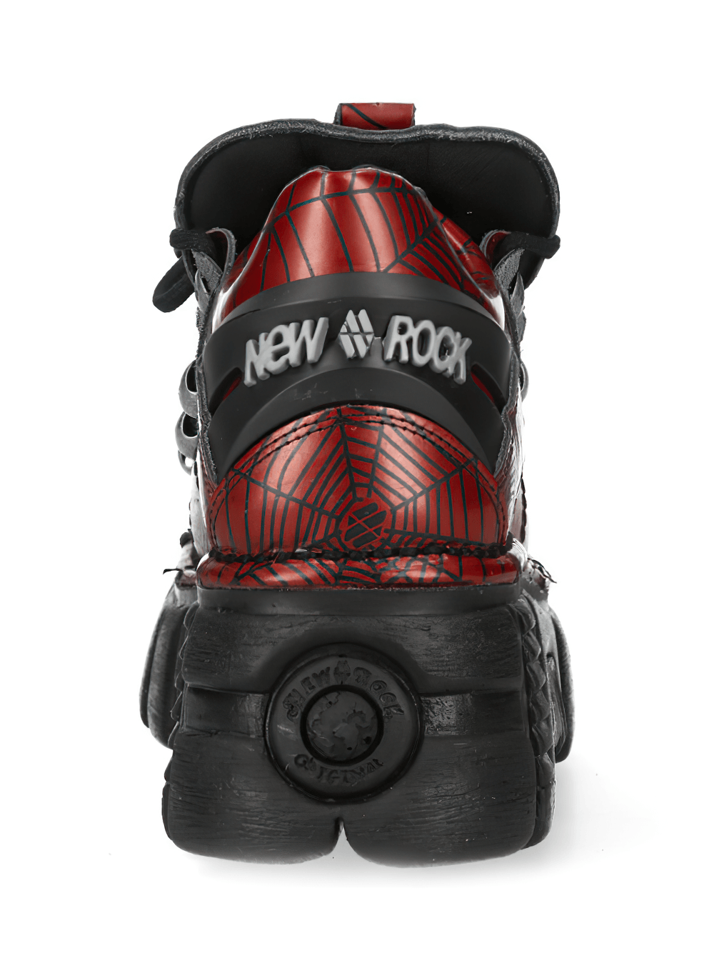 NEW ROCK Men's Red Spiderweb Lace-Up Platform Shoes