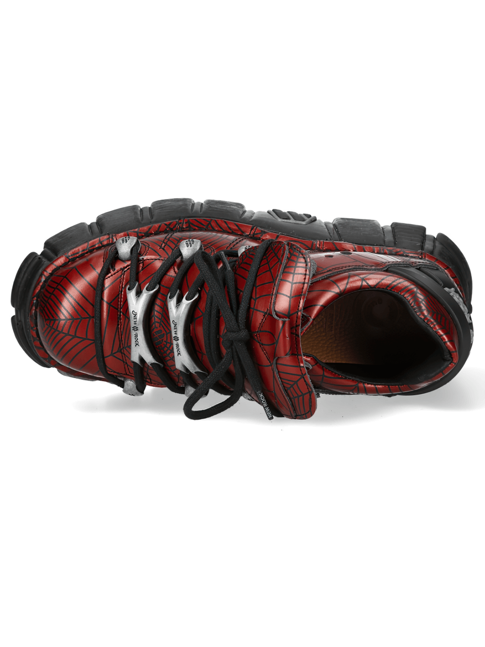 NEW ROCK Men's Red Spiderweb Lace-Up Platform Shoes